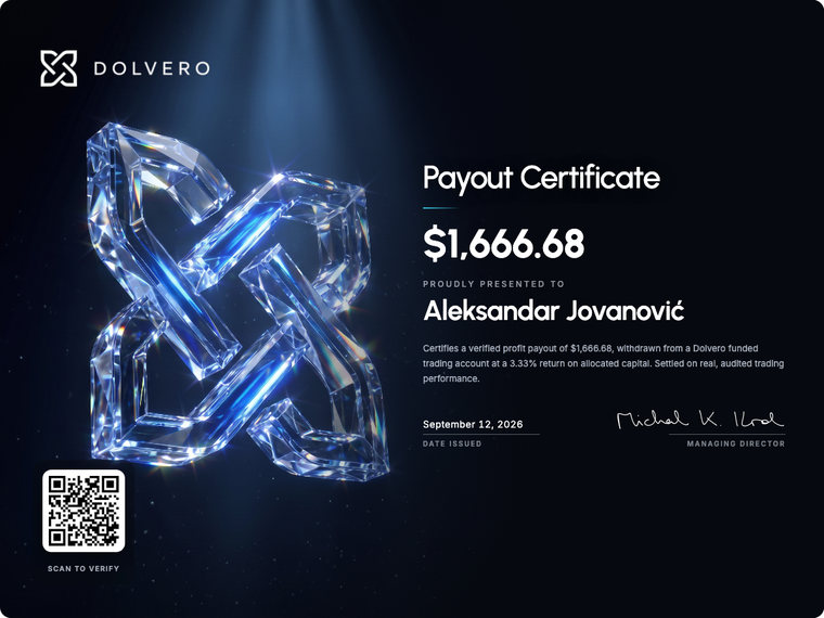 Certifikát výplaty Dolvero