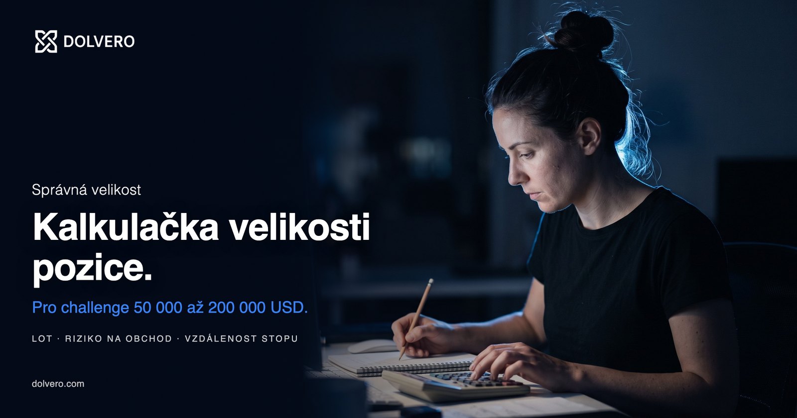 Kalkulačka velikosti pozice pro prop firm challenge od 50 000 do 200 000 USD