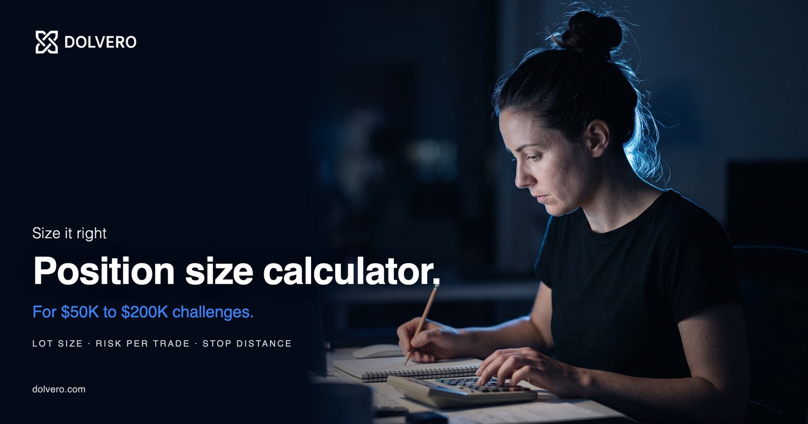 Position size calculator for prop firm challenges from $50K to $200K