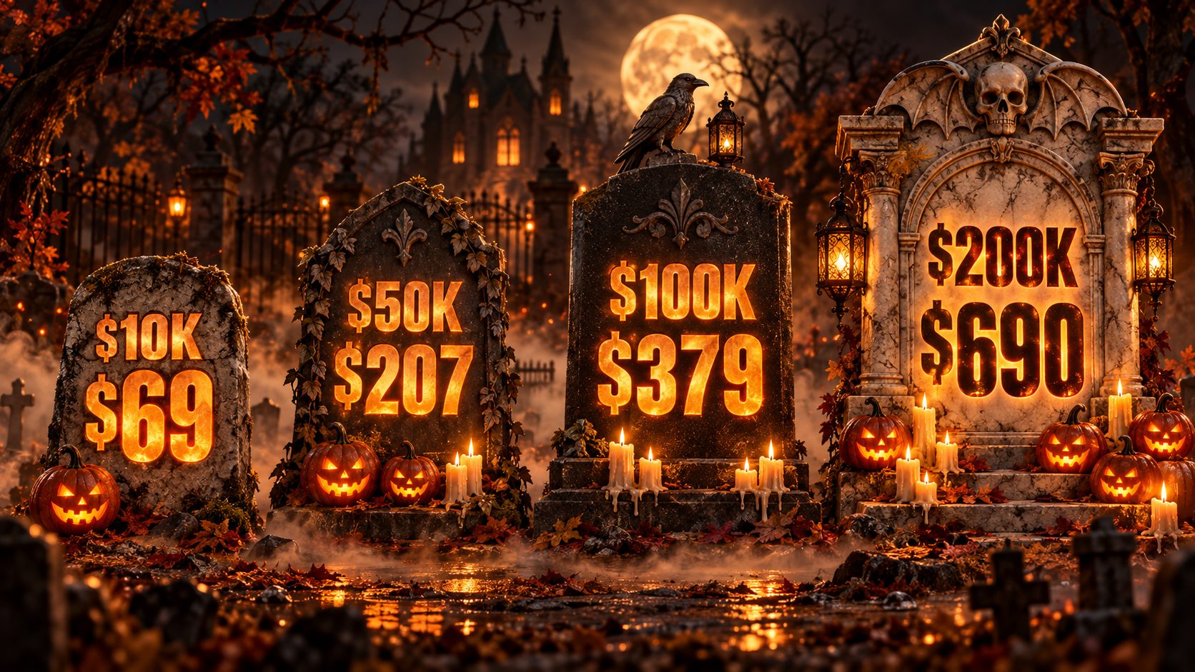 $10K $69, $50K $207, $100K $379, $200K $690